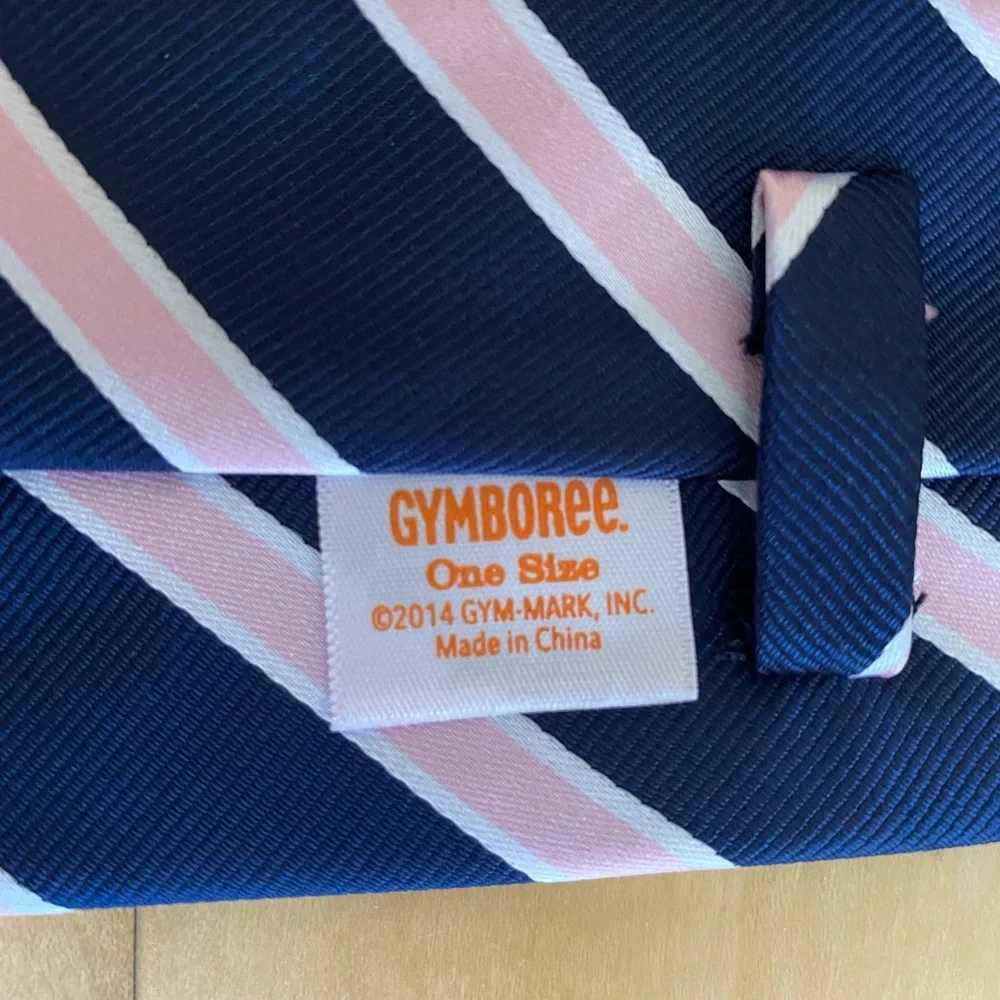 Gymboree Navy and Pink Striped Tie with Velcro Closure